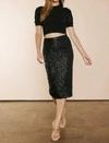 Idem Ditto Minka Sequin Midi Skirt In Black In Black