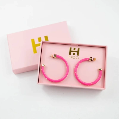 Hoo Hoops Hoop Earrings In Dark Pink