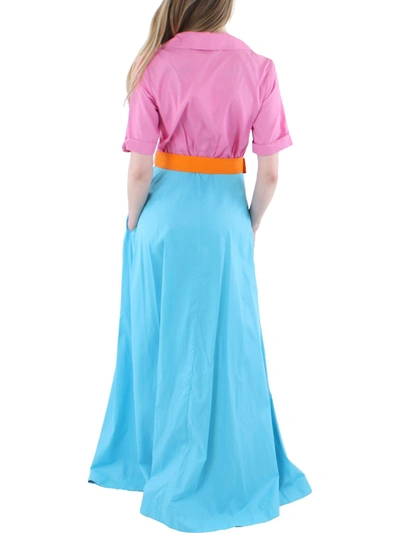 Staud Womens Colorblock Collared T-shirt Dress In Multi