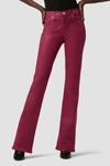 HUDSON WOMEN'S BARBARA HIGH RISE COATED BOOTCUT JEANS IN BEET RED