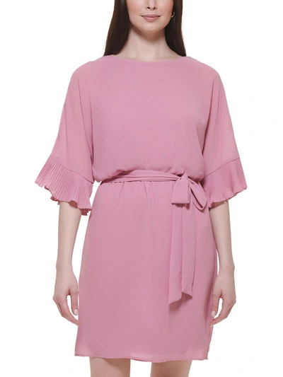 Jessica Howard Petite 3/4-sleeve Blouson Side-tie Dress In Pink