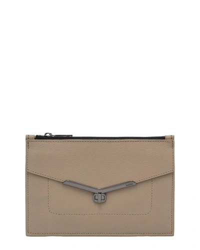 Botkier Valentina Medium Leather Wristlet Clutch In Beige