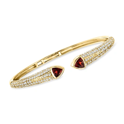 Ross-simons Garnet And White Topaz Cuff Bracelet In 18kt Gold Over Sterling In Red