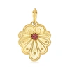 Ross-simons Italian . Garnet Etruscan-style Pendant In 14kt Yellow Gold In Purple