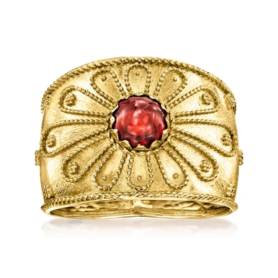 Ross-simons Italian . Garnet Etruscan-style Ring In 14kt Yellow Gold In Purple