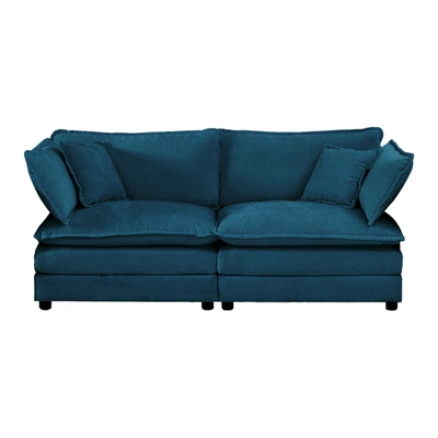 Simplie Fun Armless Deep Seat 2 Seater Chenille Fabric Sofa To Combine In Blue