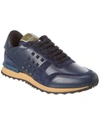 Valentino Leather & Suede Sneaker In Blue