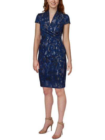 Adrianna Papell Womens Pleated Mini Cocktail And Party Dress In Blue
