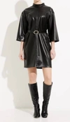 JOSEPH RIBKOFF VEGAN LEATHER DRESS IN BLACK