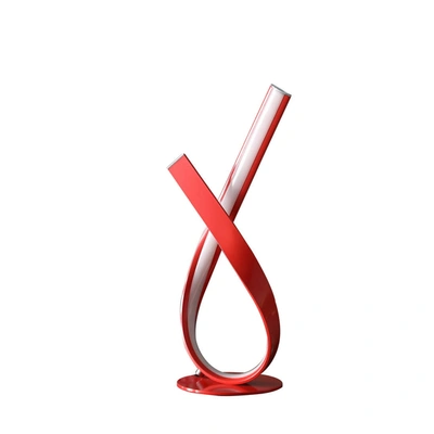 Simplie Fun 17" In Abstract Upright Ribbon Bow Led Red Metal Table Lamp