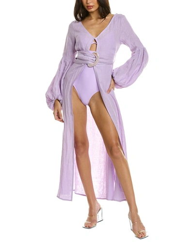 Shani Shemer Jaclyn Linen Robe Maxi Dress In Purple