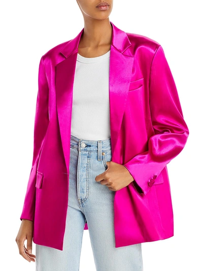 Frame Womens Padded Shoulder Shimmer One-button Blazer In Pink