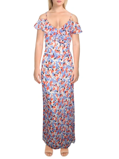 Lauren Ralph Lauren Womens Cold Shoulder Ruffled Maxi Dress In Multi