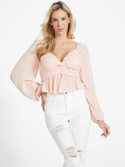 Guess Factory Luna Ruffle Top In Multi