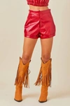 DAY + MOON OVER YOU LEATHER SHORTS IN RED