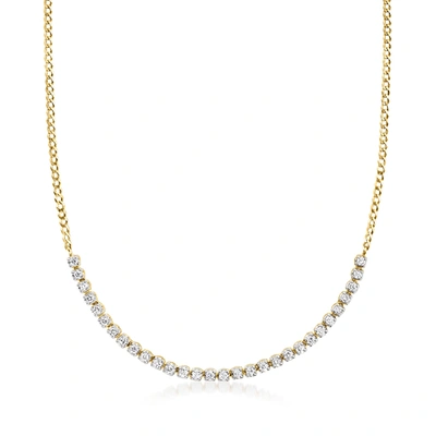 Rs Pure By Ross-simons Diamond Half-tennis Necklace In 14kt Yellow Gold In Silver