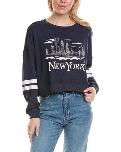 Chaser New York Skyline Thermal Pullover In Blue