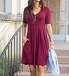 GRACE & LACE PLEATED EVERYDAY DRESS IN POMEGRANATE