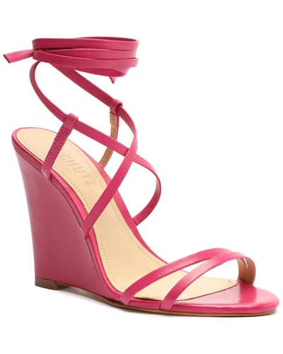 Schutz Deonne Casual Nappa Leather Sandal In Hot Pink