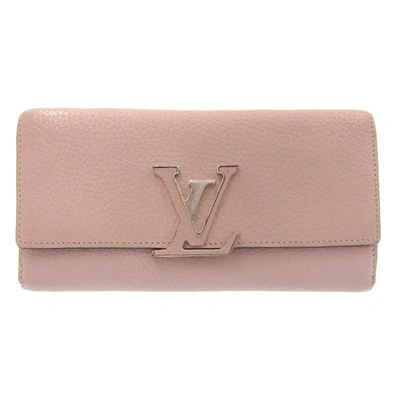 Pre-owned Louis Vuitton Capucines Leather Wallet () In Pink