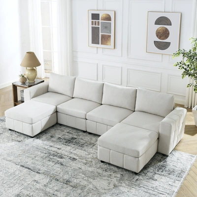 Simplie Fun Upholstered Modular Sofa In Neutral