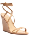 Schutz Deonne Ankle Wrap Wedge Sandal In Beige