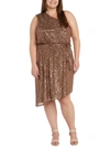 NW NIGHTWAY PLUS WOMENS SEQUINED KNEE LENGTH COCKTAIL AND PARTY DRESS