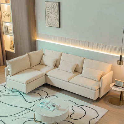 Simplie Fun Modular L-shaped Corner Sofa In Neutral