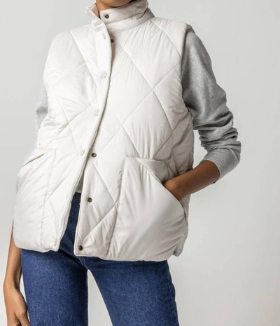 Lilla P Reversible Snap Front Vest In White In Beige