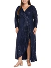 NW NIGHTWAY PLUS WOMENS MESH SEQUINED EVENING DRESS