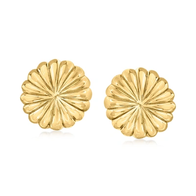 Ross-simons Italian 18kt Yellow Gold Line-patterned Dome Earrings