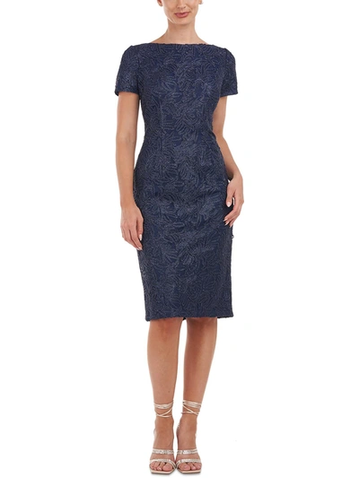 Js Collections Scarlet Womens Boatneck Midi Sheath Dress In Blue