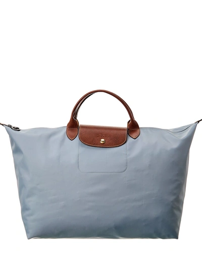 Longchamp Le Pliage Large Canvas Top Handle Tote In Grey