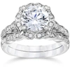 Pompeii3 2ct Diamond Halo Engagement Ring 14k White Gold Wedding Ring Set Lab Grown In Multi