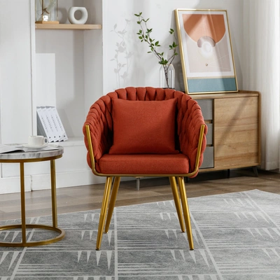 Simplie Fun Handwoven Modern Chairs In Orange