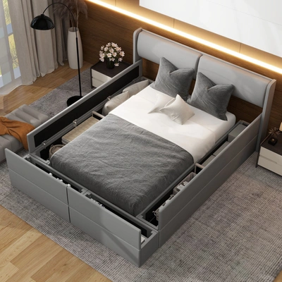 Simplie Fun Queen Size Upholstery Storage Platform Bed