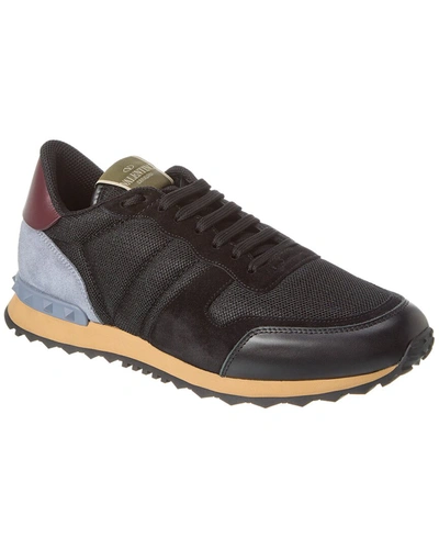 Valentino Garavani Leather & Mesh Sneaker In Black