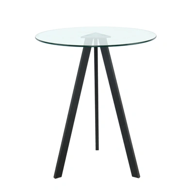 Simplie Fun Modern Kitchen Glass Dining Table Round Tempered Glass Bar Table Top In Black