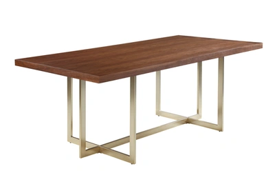 Simplie Fun Woker Furniture 71"x35.5"x30" Contemporary Walnut Veneer Top Dining Table In Brown