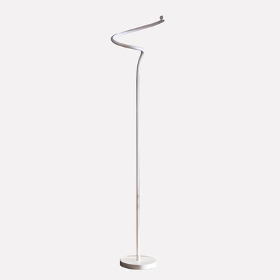Simplie Fun 52.5-inch Led Matte White Curvilinear S-curve Spiral Tube Angled Floor Lamp In Multi