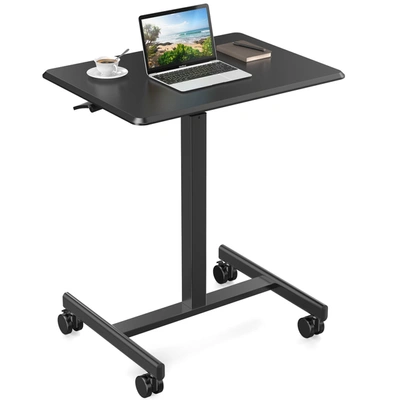 Simplie Fun Small Mobile Rolling Standing Desk Rolling Desk Laptop Computer Cart For Home In Gray