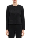 Theory Cropped Tab-hem Scuba Jacket In Black