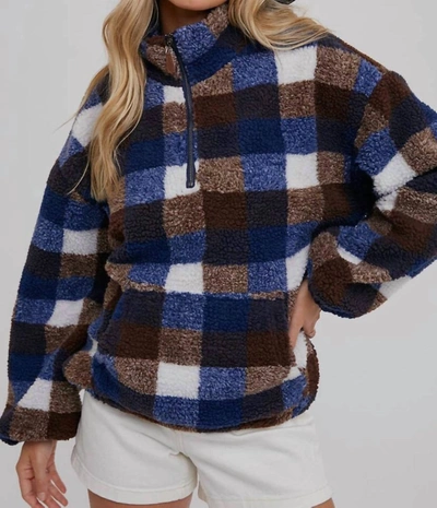 Bluivy Half-zip Sherpa Pullover In Plaid Print In Multi