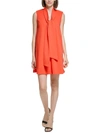 Calvin Klein Womens Tie Neck Short Mini Dress In Red