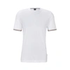 Hugo Boss Cotton-jersey T-shirt With Signature-stripe Cuffs In White