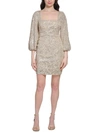 ELIZA J WOMENS MESH SEQUINED COCKTAIL AND PARTY DRESS
