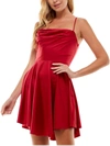 City Studio Juniors Womens Party Mini Fit & Flare Dress In Red
