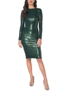 DRESS THE POPULATION EMERY WOMENS SEQUINED MIDI COCKTAIL AND PARTY DRESS