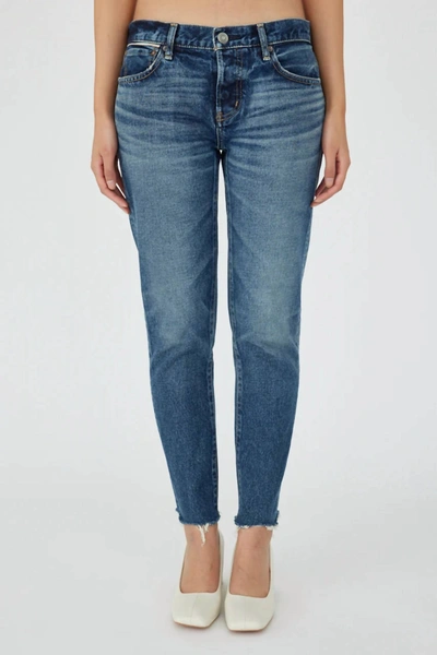 Moussy Velden Tapered Mid Rise Jeans In Blue