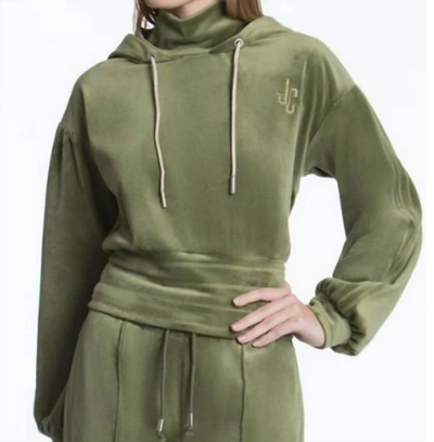 Juicy Couture Mock Neck Hoodie In Olive In Green